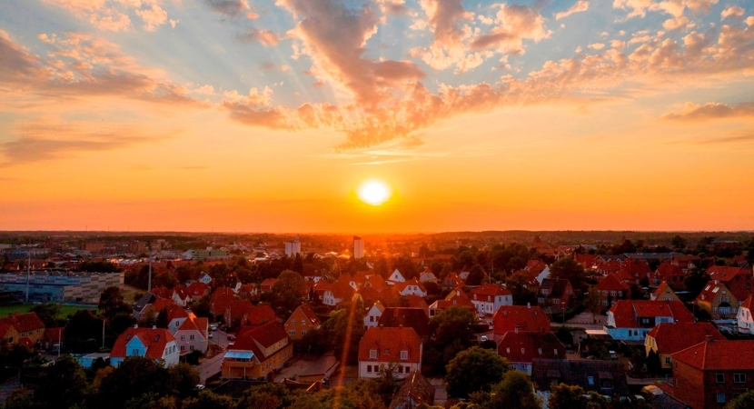 Solnedgang over Næstved