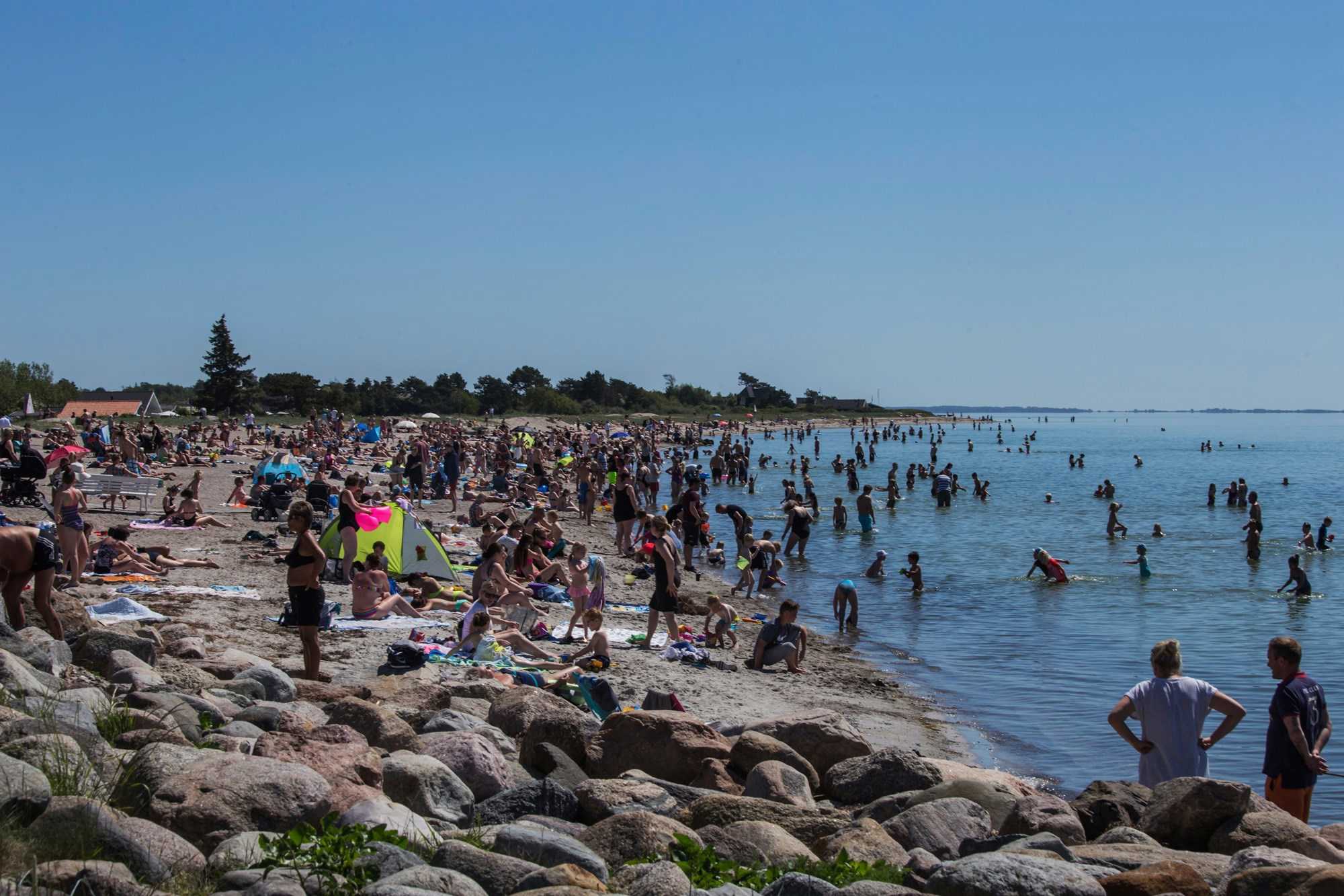 Badende mennesker en sommerdag på Stranden i Karrebæksminde