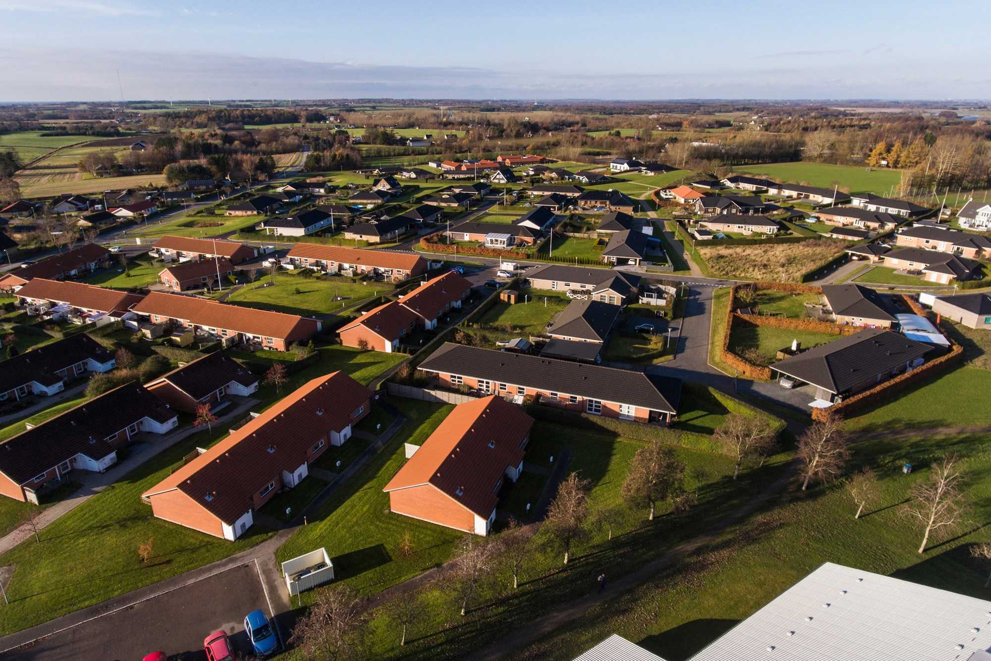 Dronebillede over Toksværd By